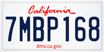 CA license plate 7MBP168
