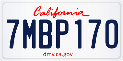 CA license plate 7MBP170