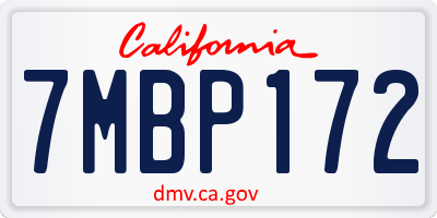 CA license plate 7MBP172