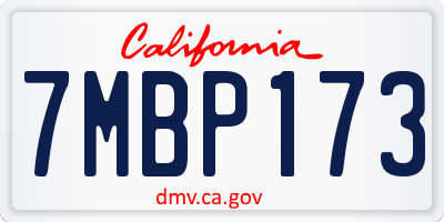 CA license plate 7MBP173