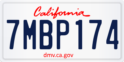 CA license plate 7MBP174