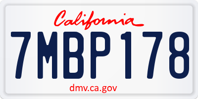 CA license plate 7MBP178