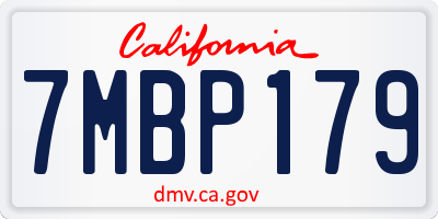 CA license plate 7MBP179