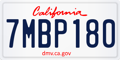 CA license plate 7MBP180