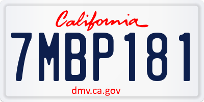 CA license plate 7MBP181