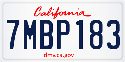 CA license plate 7MBP183
