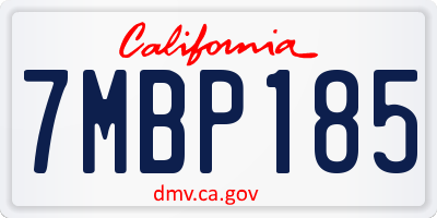 CA license plate 7MBP185