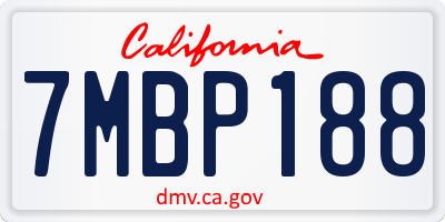 CA license plate 7MBP188