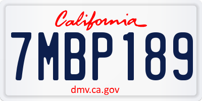 CA license plate 7MBP189
