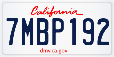 CA license plate 7MBP192