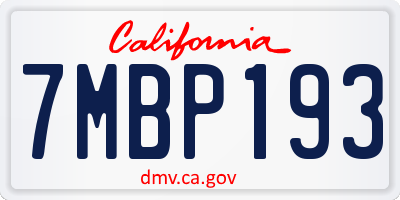 CA license plate 7MBP193
