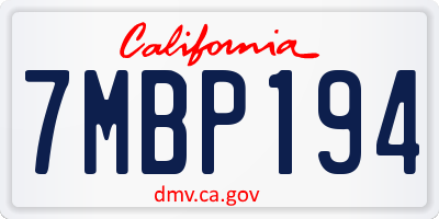 CA license plate 7MBP194