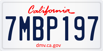 CA license plate 7MBP197