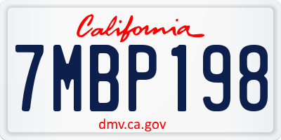 CA license plate 7MBP198