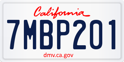 CA license plate 7MBP201