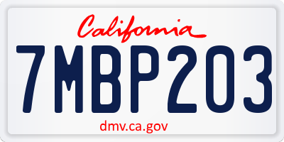 CA license plate 7MBP203