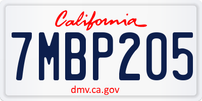 CA license plate 7MBP205