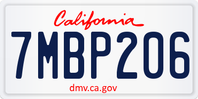 CA license plate 7MBP206