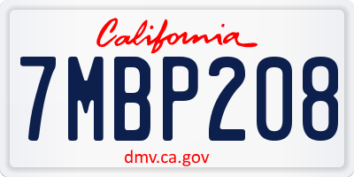CA license plate 7MBP208