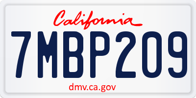 CA license plate 7MBP209