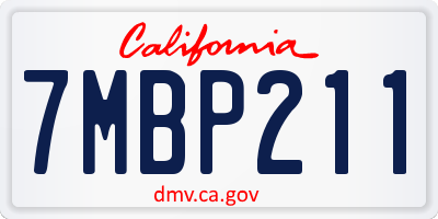 CA license plate 7MBP211