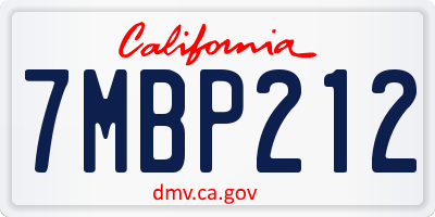 CA license plate 7MBP212