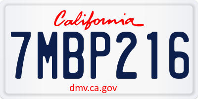 CA license plate 7MBP216