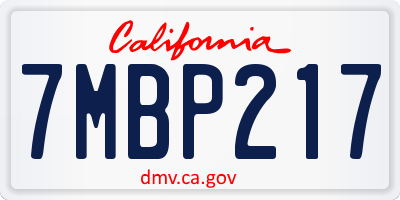 CA license plate 7MBP217