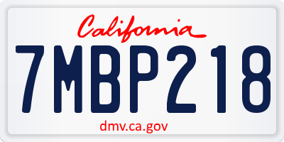 CA license plate 7MBP218