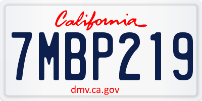 CA license plate 7MBP219