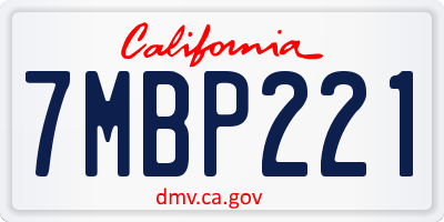 CA license plate 7MBP221