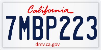 CA license plate 7MBP223