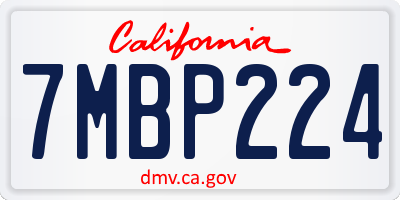 CA license plate 7MBP224