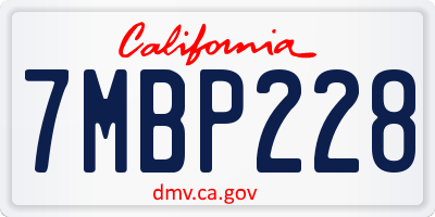 CA license plate 7MBP228