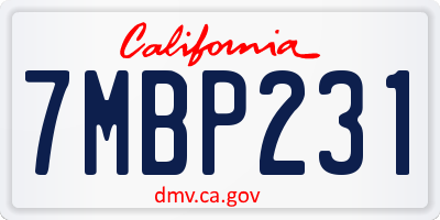 CA license plate 7MBP231