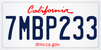 CA license plate 7MBP233