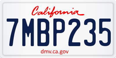 CA license plate 7MBP235