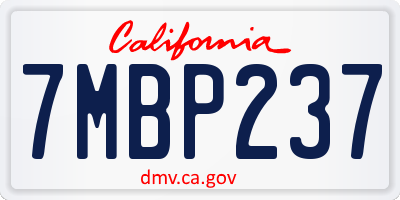CA license plate 7MBP237