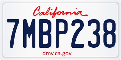 CA license plate 7MBP238