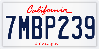 CA license plate 7MBP239