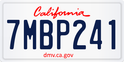 CA license plate 7MBP241
