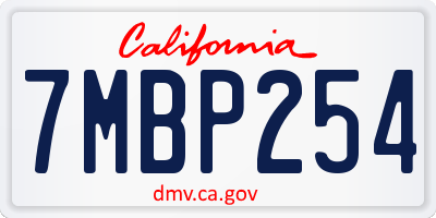 CA license plate 7MBP254