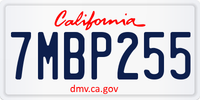 CA license plate 7MBP255