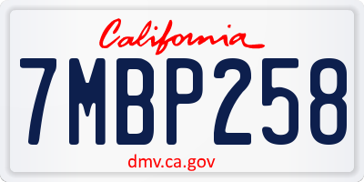CA license plate 7MBP258