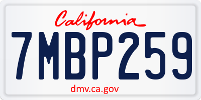 CA license plate 7MBP259