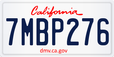 CA license plate 7MBP276