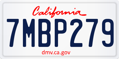 CA license plate 7MBP279