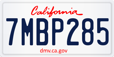 CA license plate 7MBP285