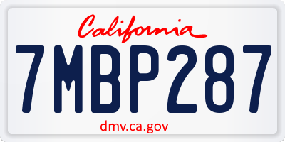 CA license plate 7MBP287