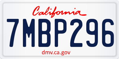 CA license plate 7MBP296